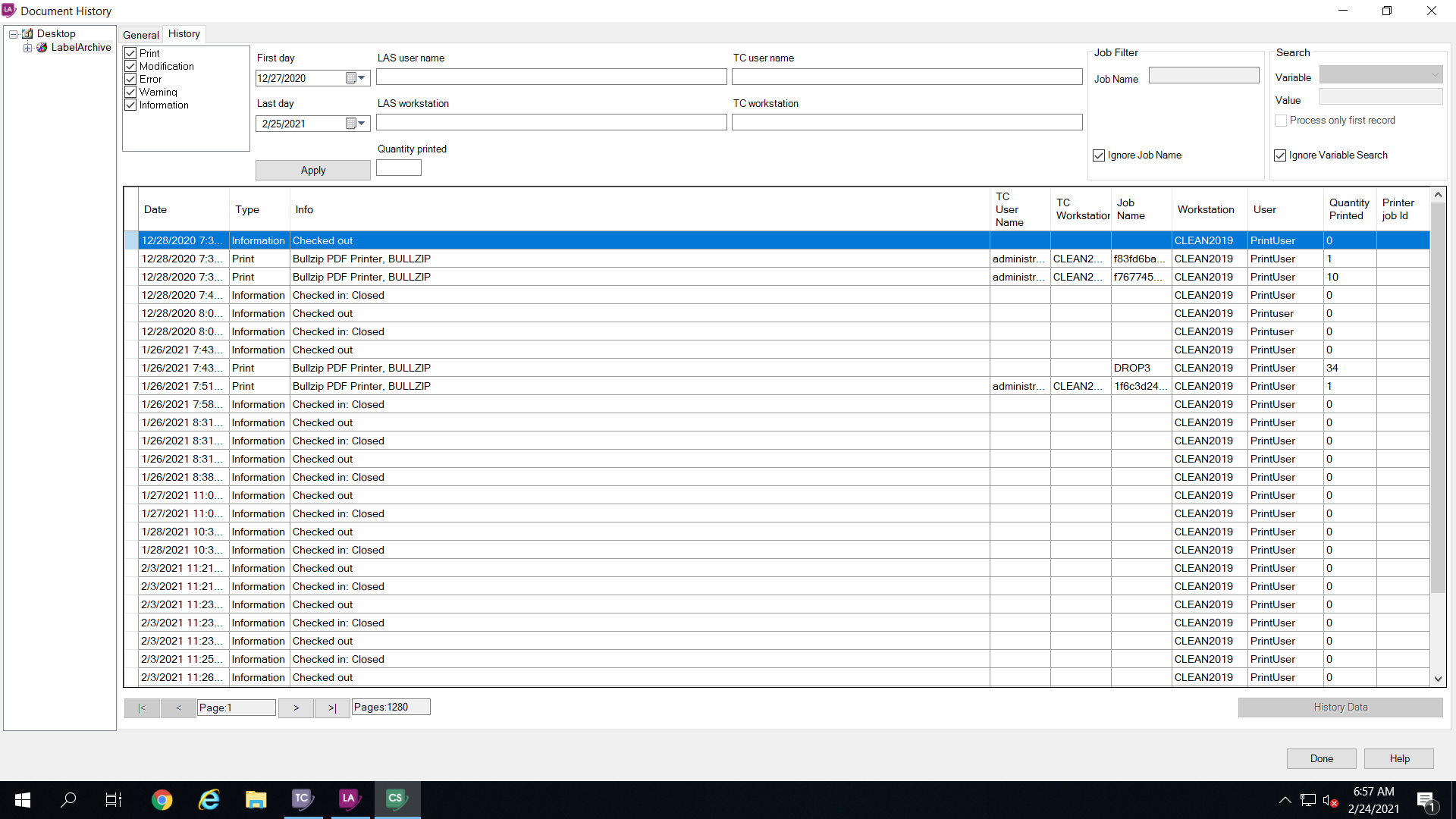 screenshot of LABEL ARCHIVE